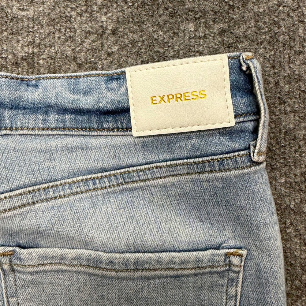 Express 70s Flare Mid Rise Light Wash Denim Jeans Womens 4R Conscious Edit - Picture 11 of 11